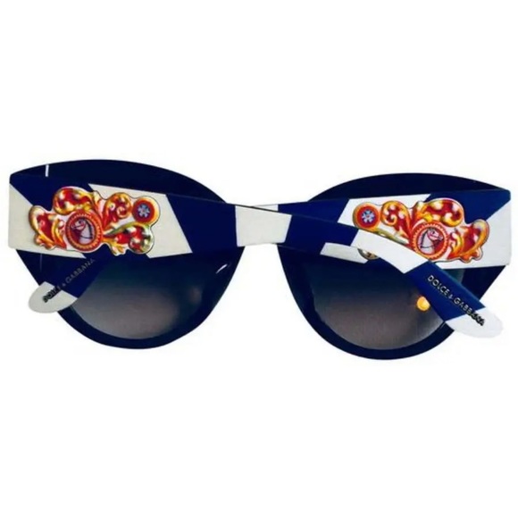 Dolce&Gabbana Cat Eye Horse Emblem Sunglasses Colorful Arms Handmade Areas NWT - Picture 10 of 16